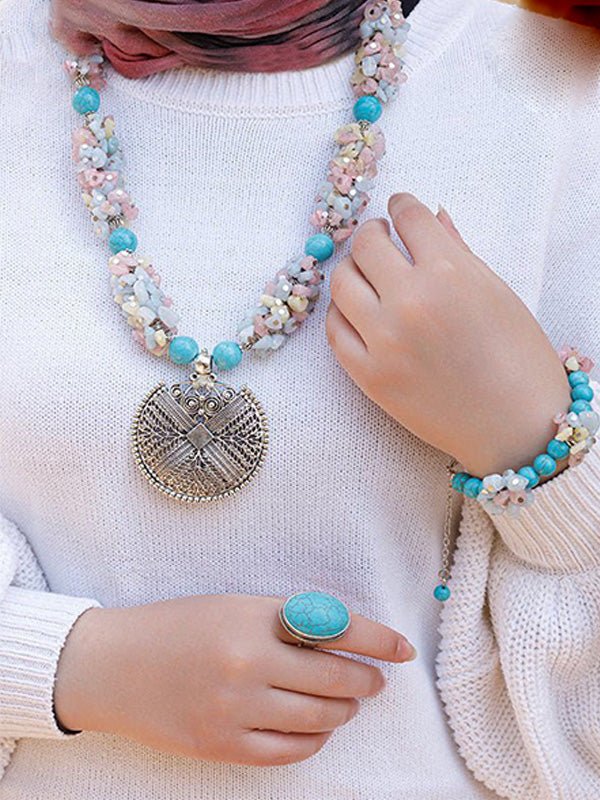 Aaliyah Set - Turquoise and Seashell Stone