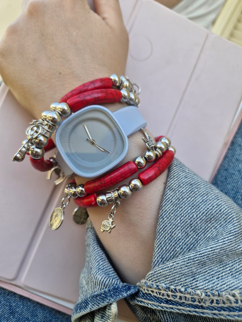 Afnan Watch Set - Red Acrylic - Image 2