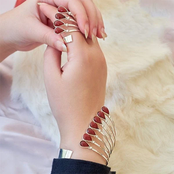 Amira Set - Silver Plated and Agate - Image 2