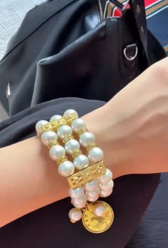 Amma Pearl Gold Plated Bracelet