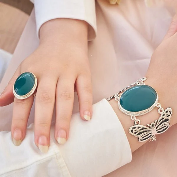 Amoula Set - Silver Plated and Agate