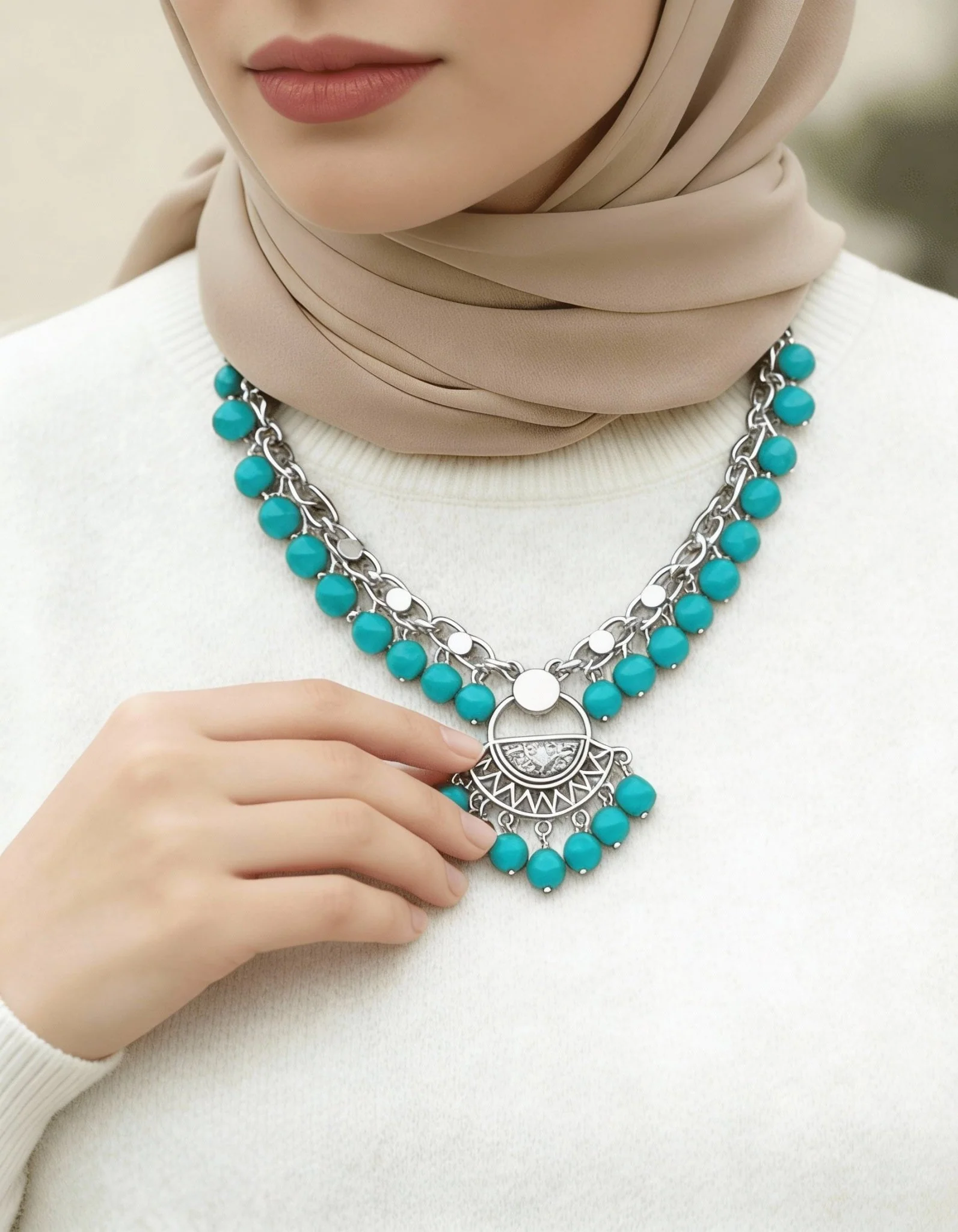 Arabic Heritage Necklace - Silver Plated - Image 2