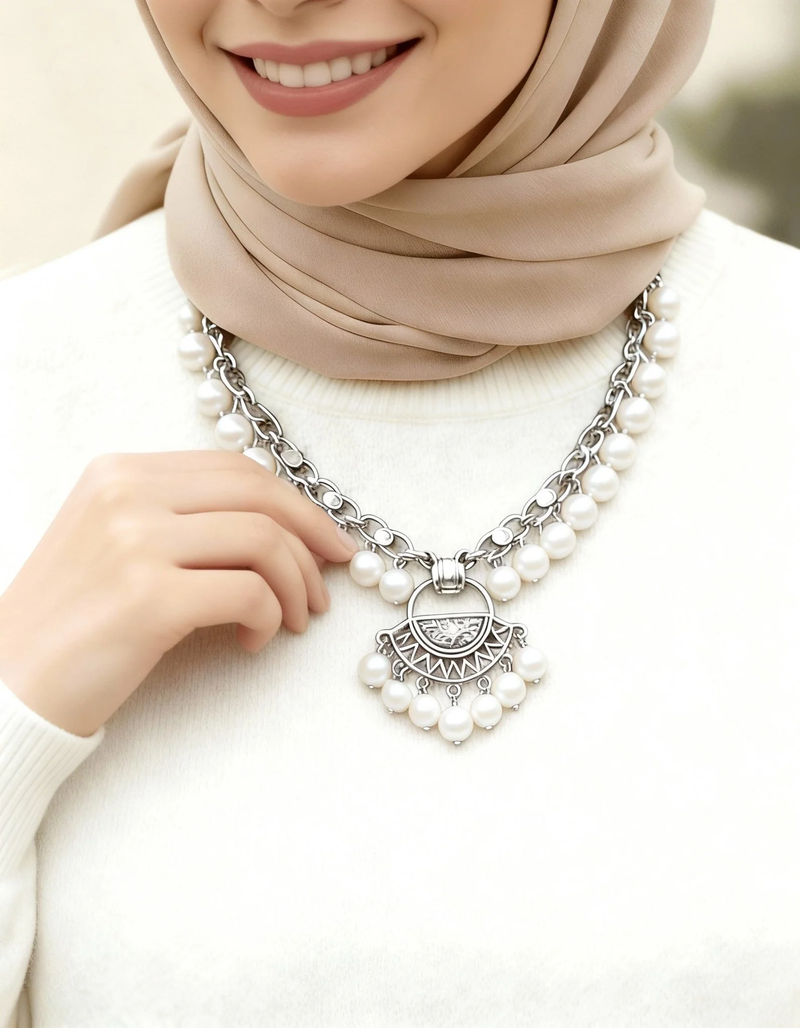 Arabic Heritage Necklace - Silver Plated - Image 4