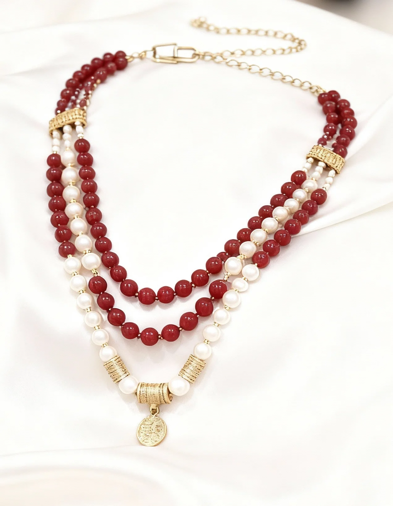 Authentic Necklace - Marjan and Pearl Stones - Image 2