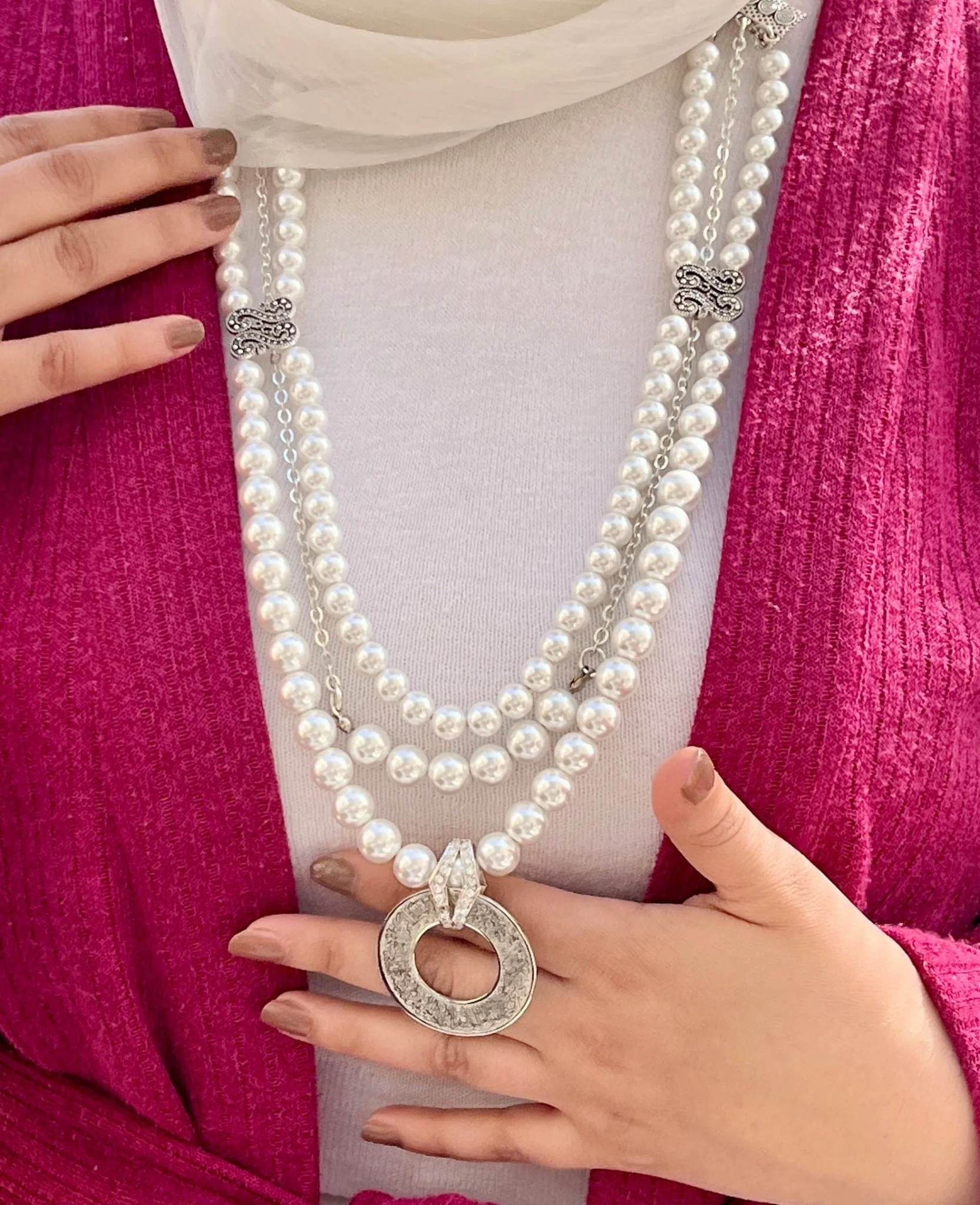 Ayat ElKorsy Necklace - Silver Pearl - Image 4