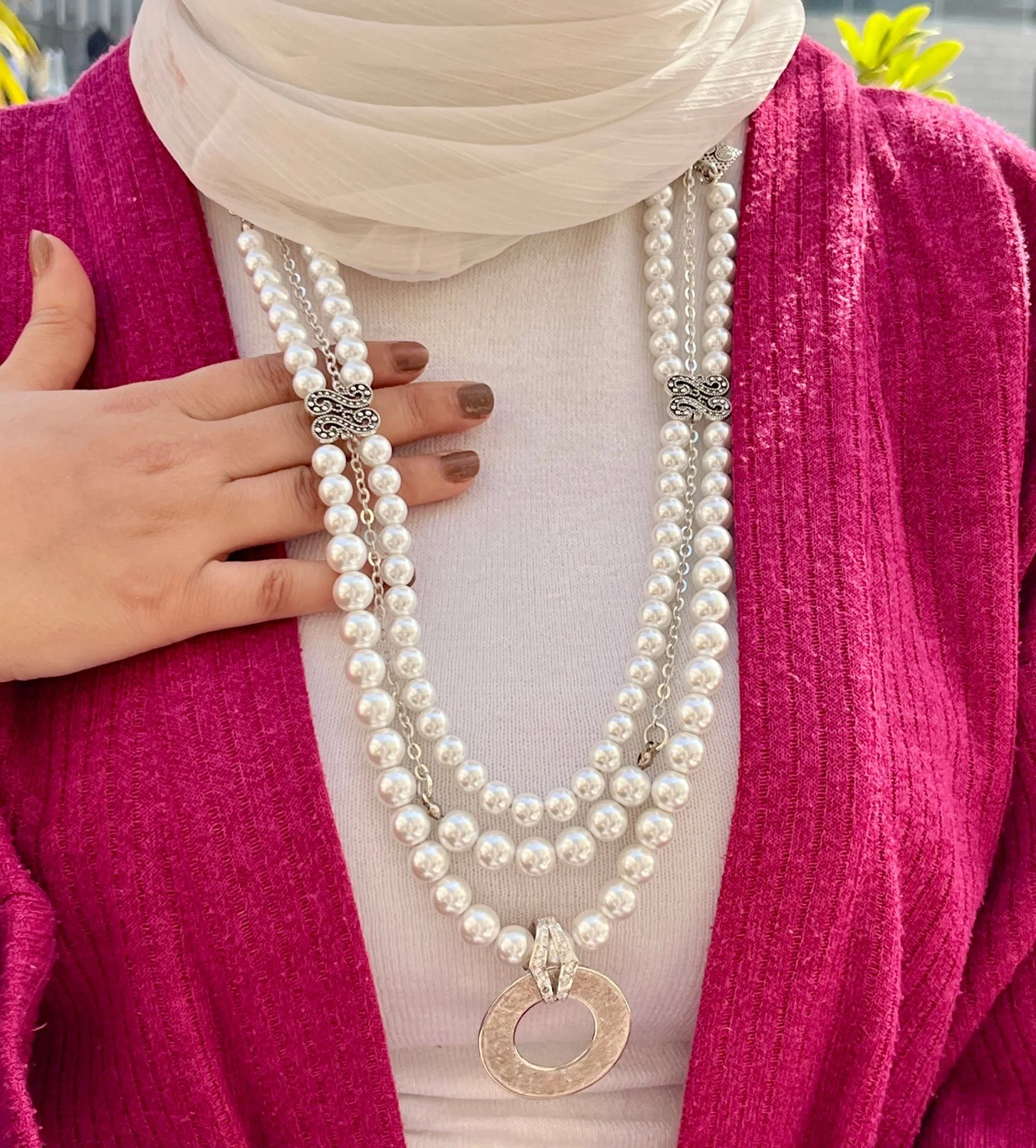 Ayat ElKorsy Necklace - Silver Pearl - Image 5
