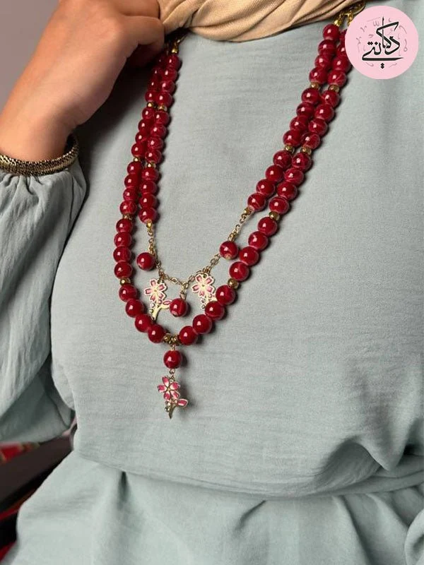 Basant Delicate Necklace - Alabaster Stones - Image 2