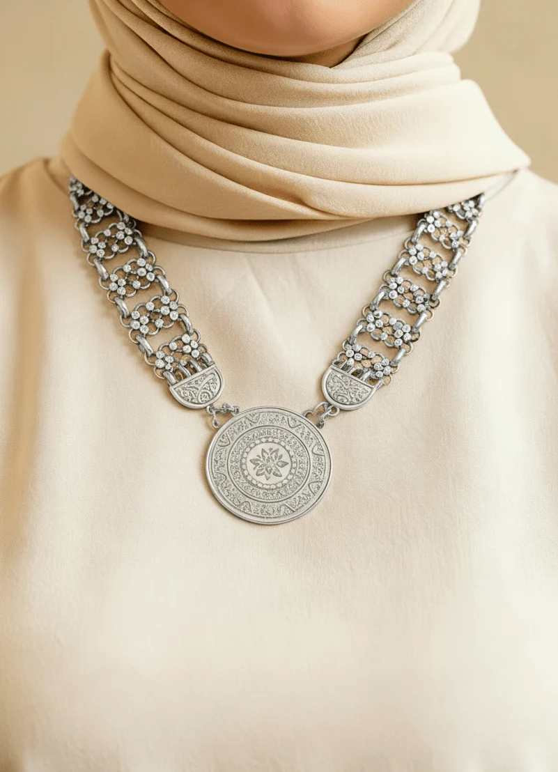 Basma Necklace - Gold and Silver Plated - Image 2