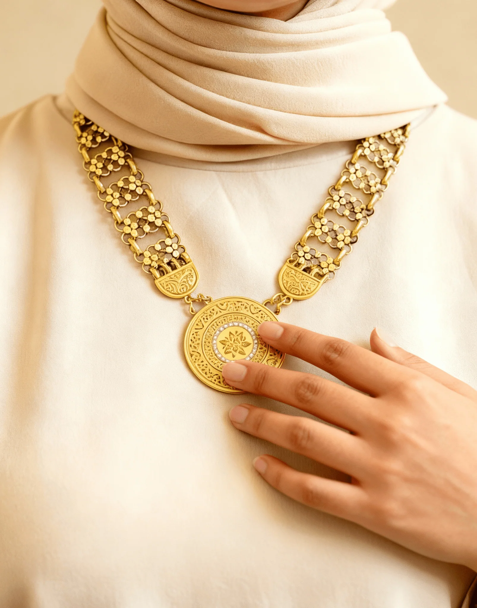Basma Necklace - Gold and Silver Plated - Image 4