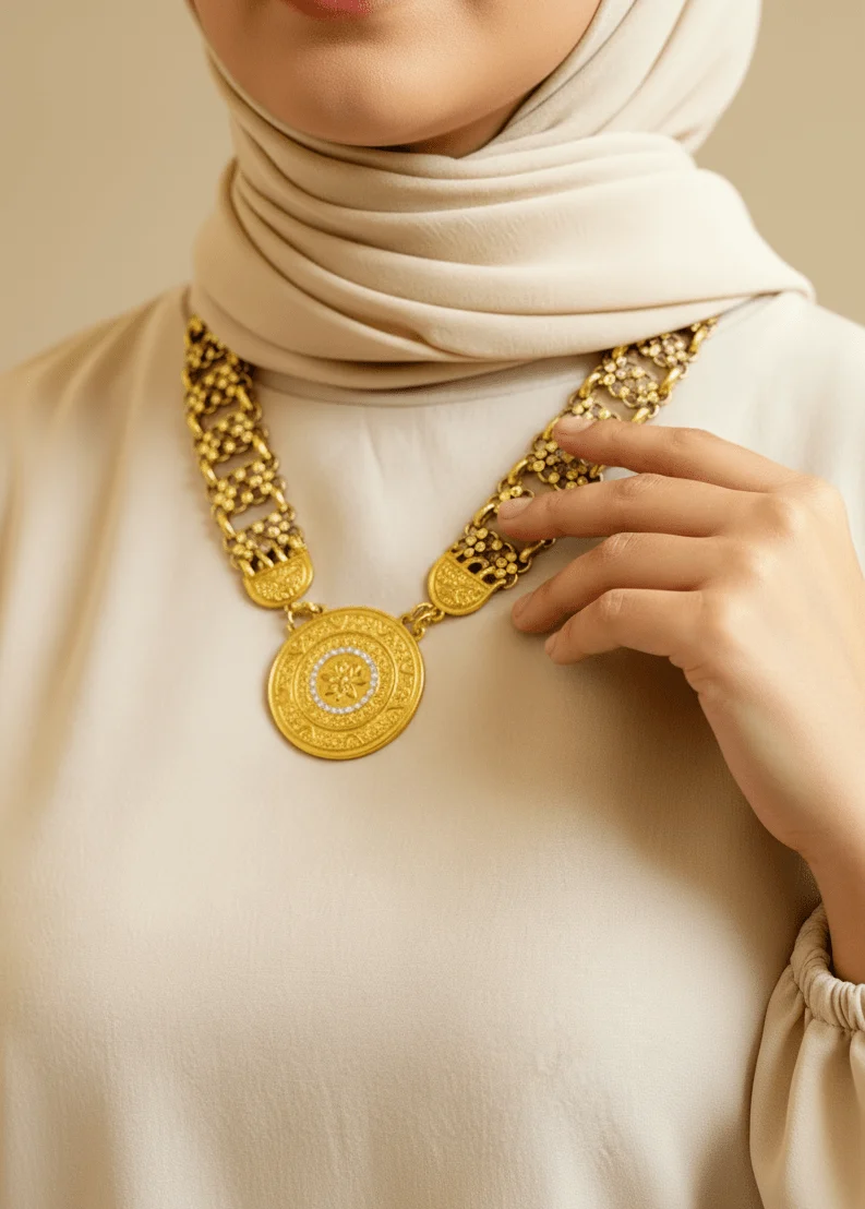 Basma Necklace - Gold and Silver Plated - Image 6