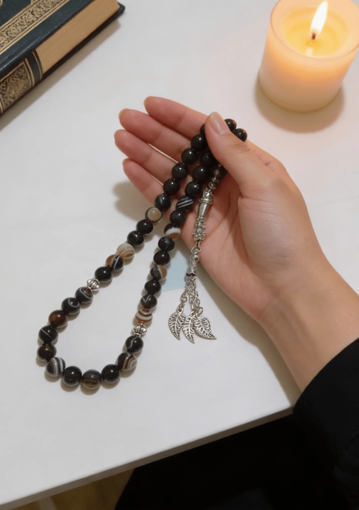 Black & Brown Rosary - Agate Stones - Image 3
