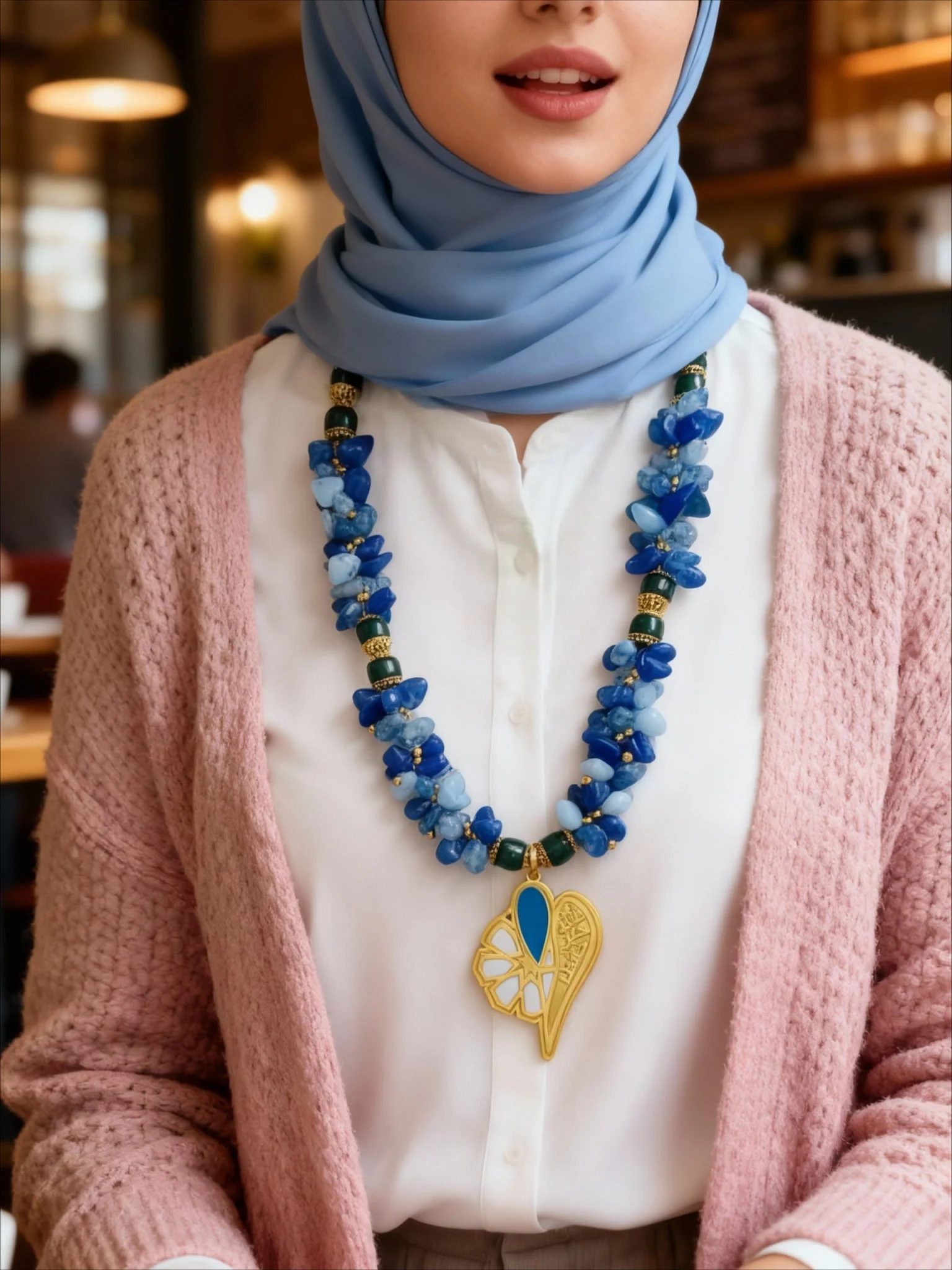 Blue Broken Shell Necklace - Image 2