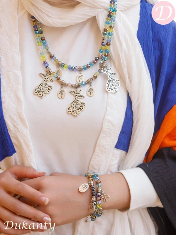Color Necklace And Bracelet - Crystal - Image 2