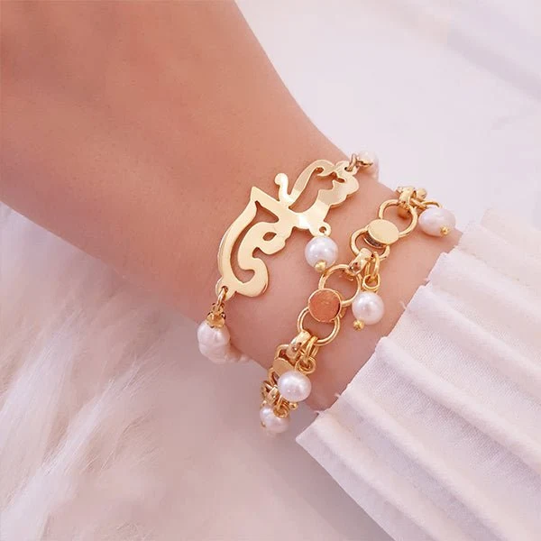 Customized Name Bracelets Set - Gold Plated - Image 3