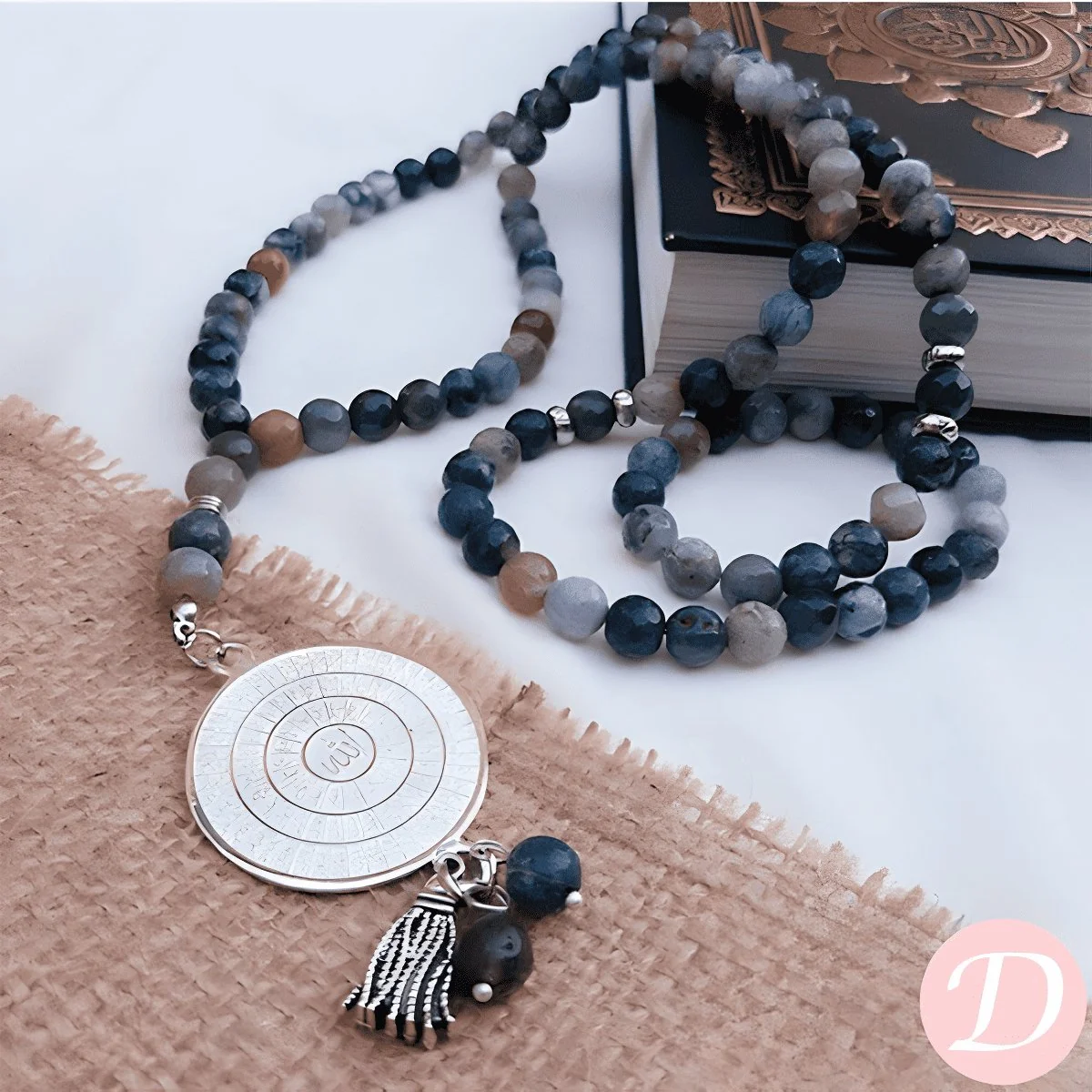 Shrouk Agate  Rosary - Silver Plated