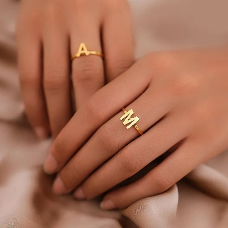 Letter Customized Ring - Gold Plated - Image 2