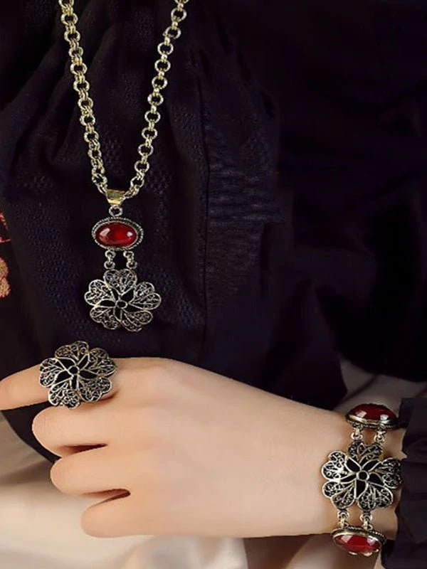 Aribian Flower Set - Pure Copper and Agate - Image 4