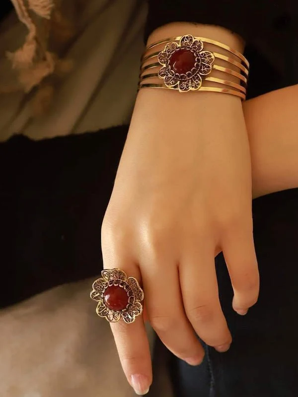 Delicate Blossom Set - Pure Copper and Agate Stone - Image 4