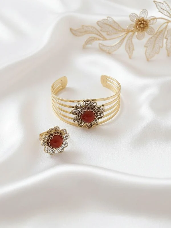 Delicate Blossom Set - Pure Copper and Agate Stone - Image 5