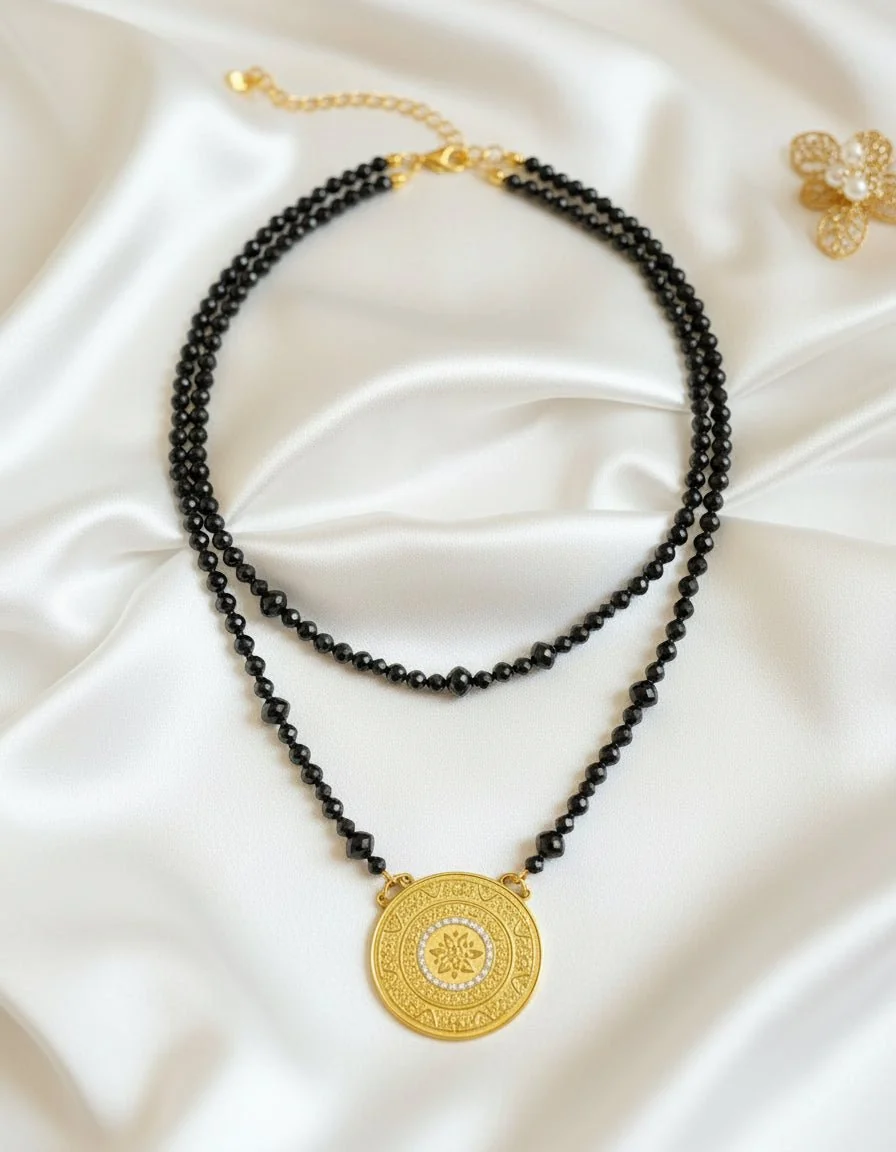 Delicate Necklace - Black Stones - Image 2