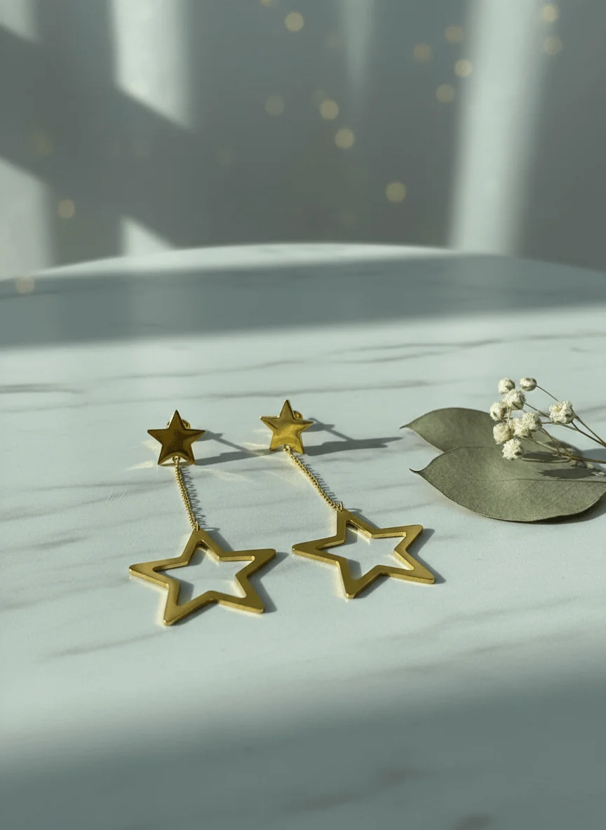 Delicate Stars Earrings - Stainless Steel - Image 2