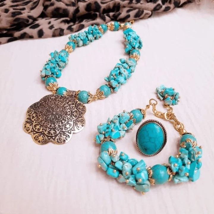 Dilara Set - Natural Turquoise Stones - Image 2