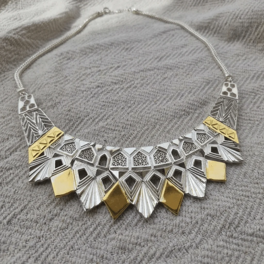 Egyptian  Gold and Silver Plated  Necklace - Image 2
