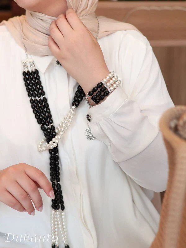 Ehsan Set - Natural Onyx And Pearl Stones - Image 2