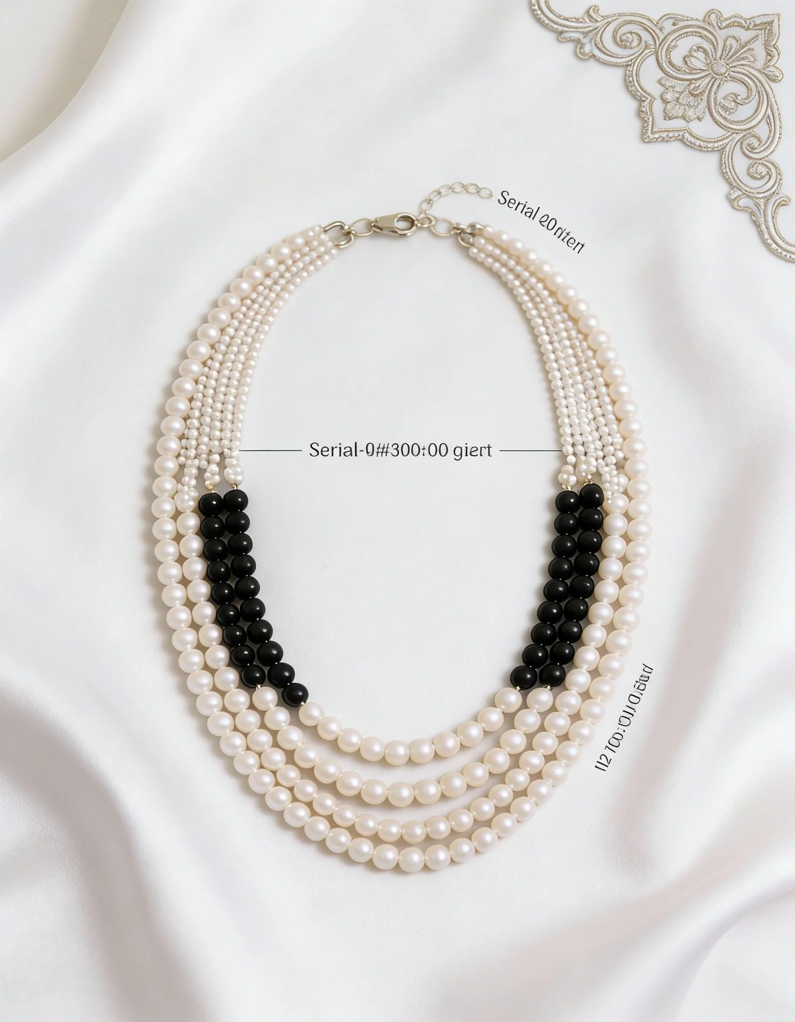 Elegant Necklace - Black Agate and White Pearl - Image 2