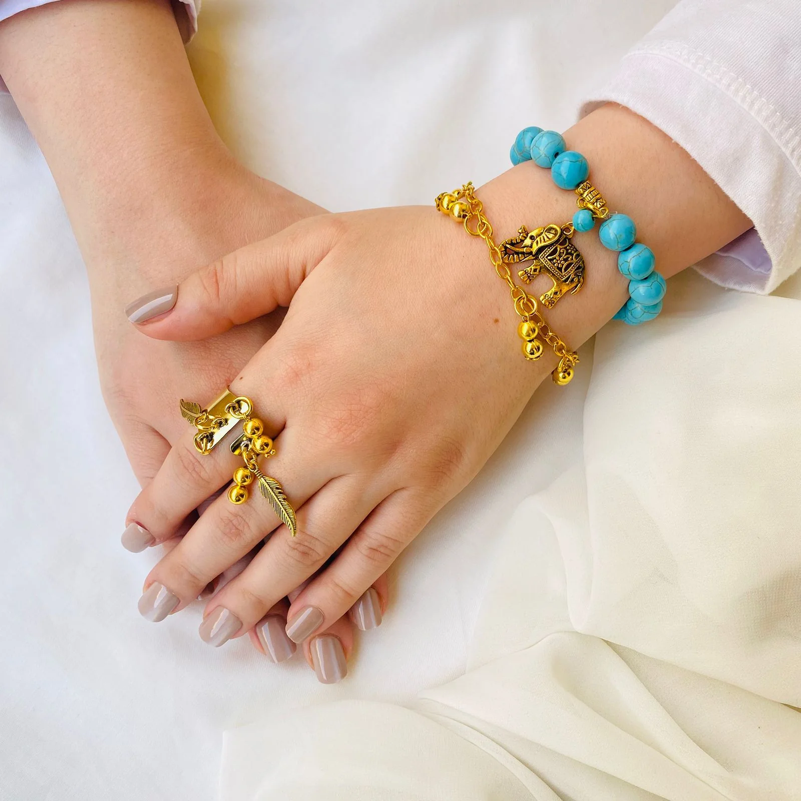 Elephant Set - Turquoise And Stones - Image 2