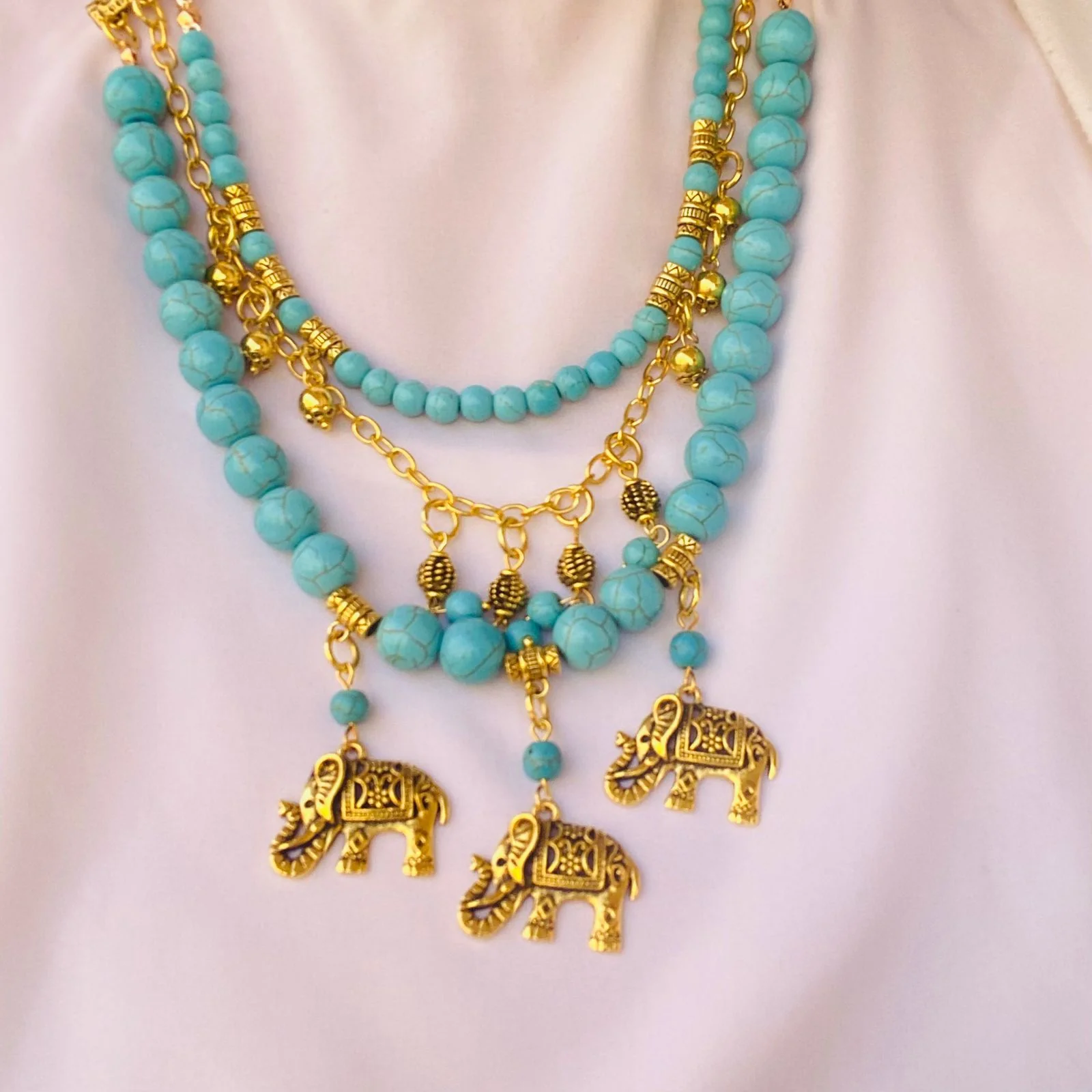 Elephant Set - Turquoise And Stones - Image 3