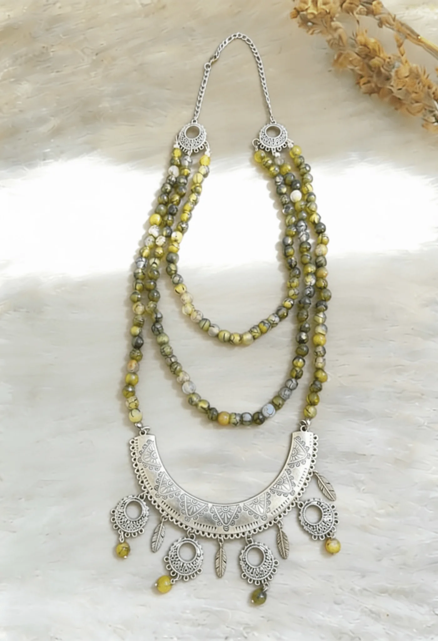 Farha Necklace - Agate Stones