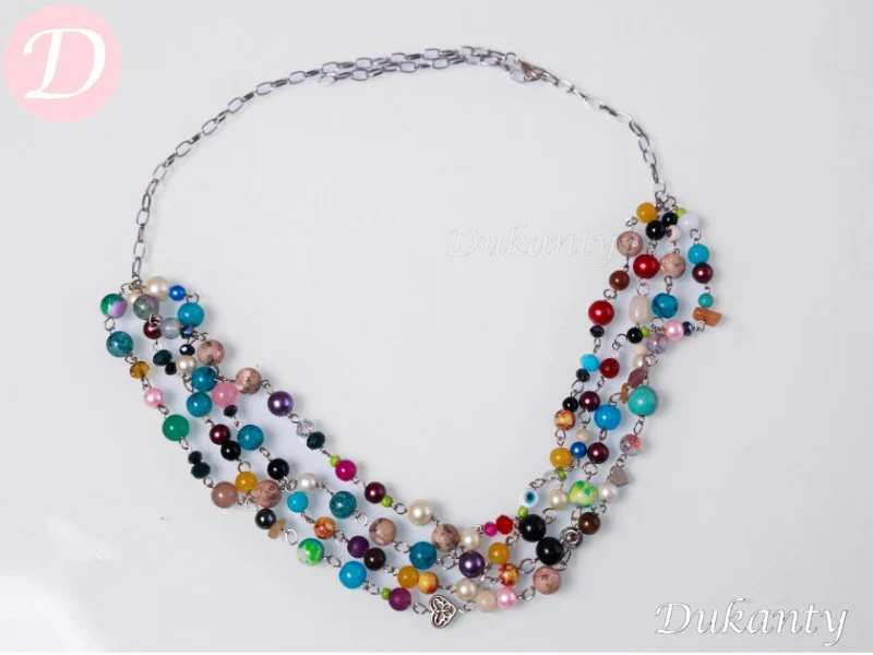Fiorella Necklace - Agate With Pearl And Turquoise - Image 2