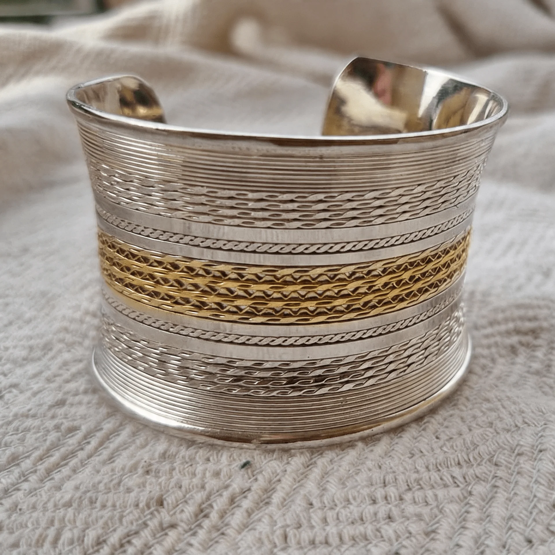 Gold and Silver Plated Nubian Bangle - Image 4