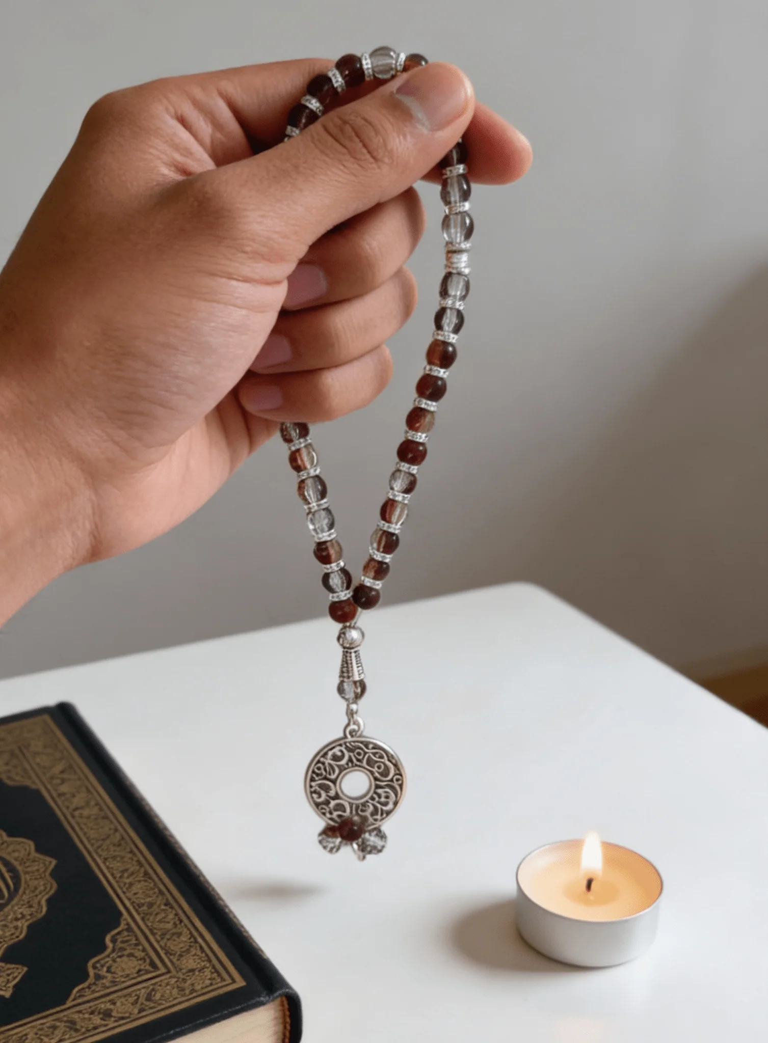 Grey & Brown Rosary - Agate Stones