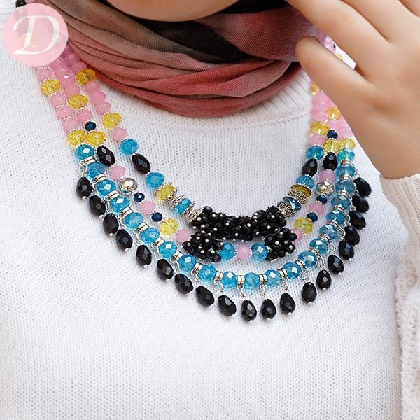 Hania Colorful Necklace - Agate with Crystal - Image 2