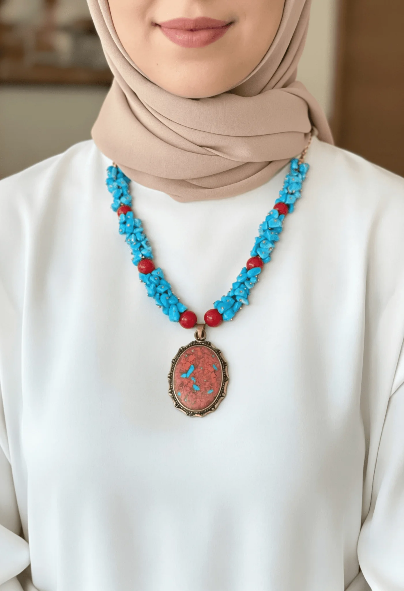 Haniaa Necklace - Turquoise Stones