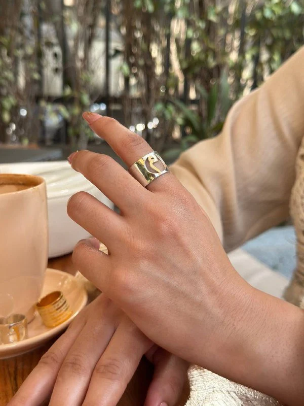 Just Your Letter Ring - Silver & Gold Plated - Image 11