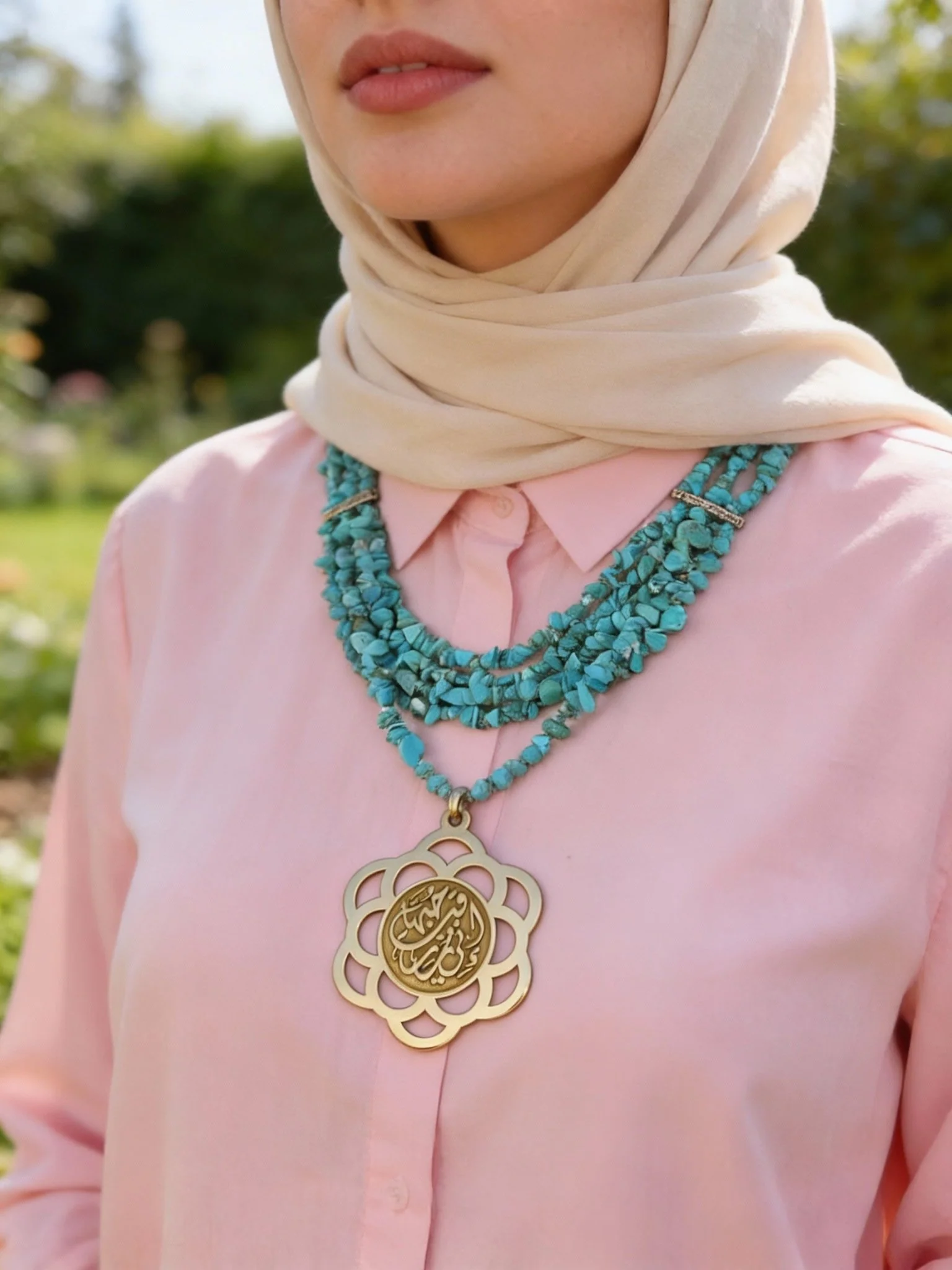 Lama Simple Necklace - Turquoise Stones