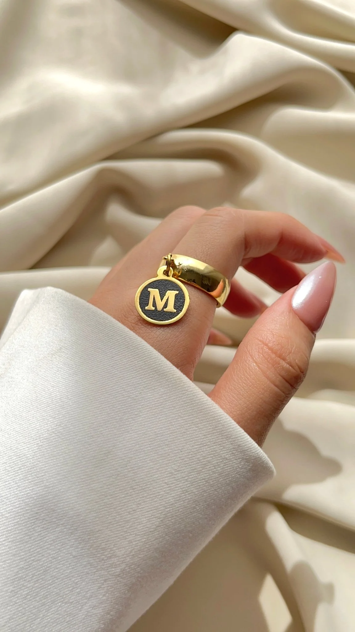 Letter "M" Customized Ring - Gold Plated - Image 2