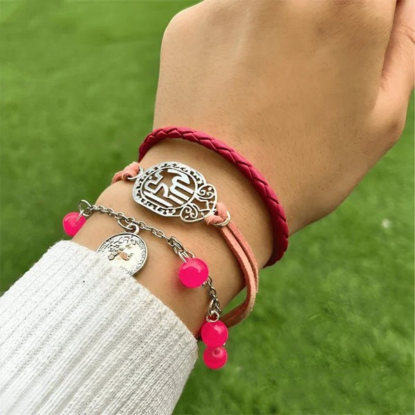 Marwa Simple Leather And Metal Bracelets