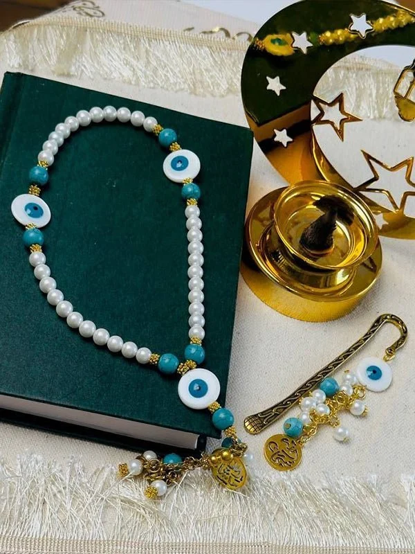 Noor Rosary - Turquoise & Pearl Rosary Set - Image 2