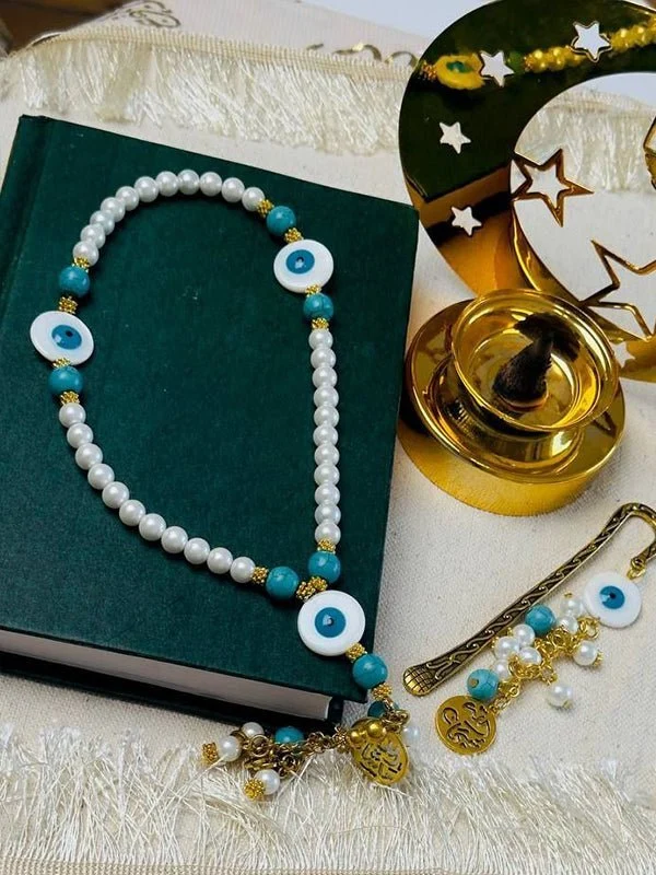 Noor Rosary - Turquoise & Pearl Rosary Set - Image 3