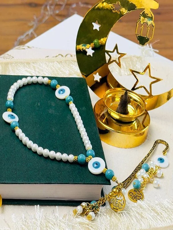 Noor Rosary - Turquoise & Pearl Rosary Set - Image 4