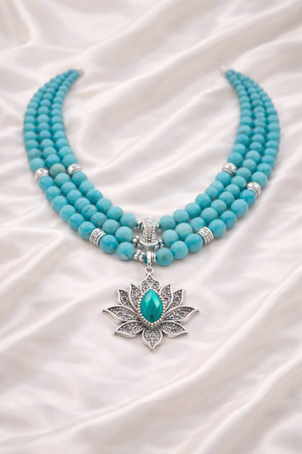 Ocean Turquoise Necklace - Silver Plated - Image 3