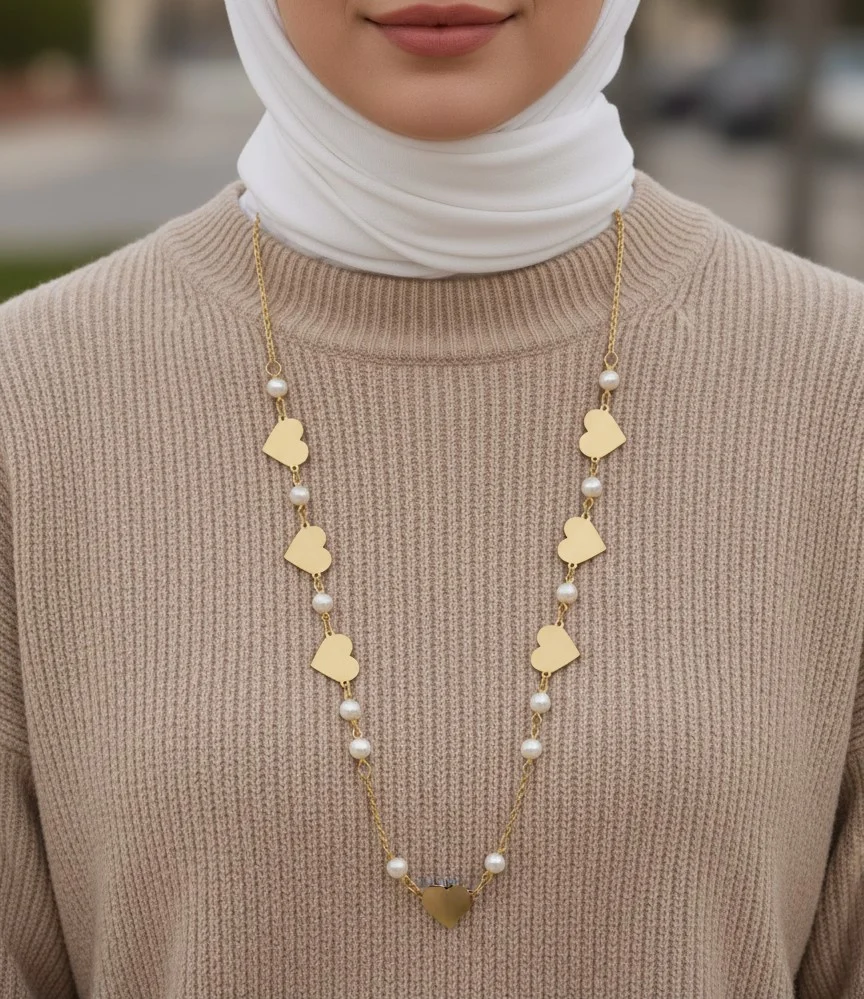 Pearl Heart Necklace - Gold Plated - Image 2