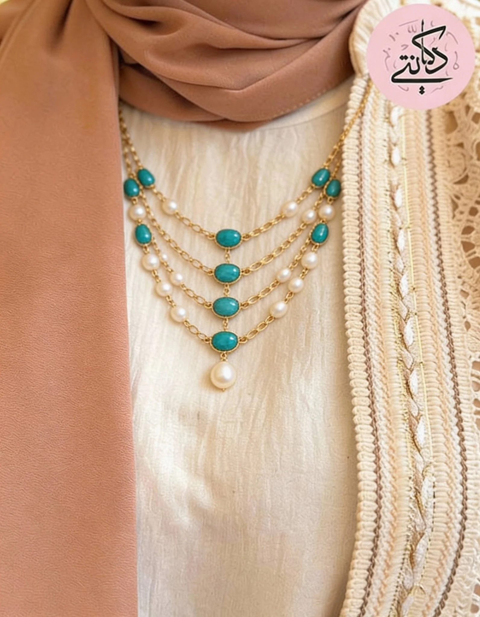 Pearl Necklace - Turquoise and Pearl