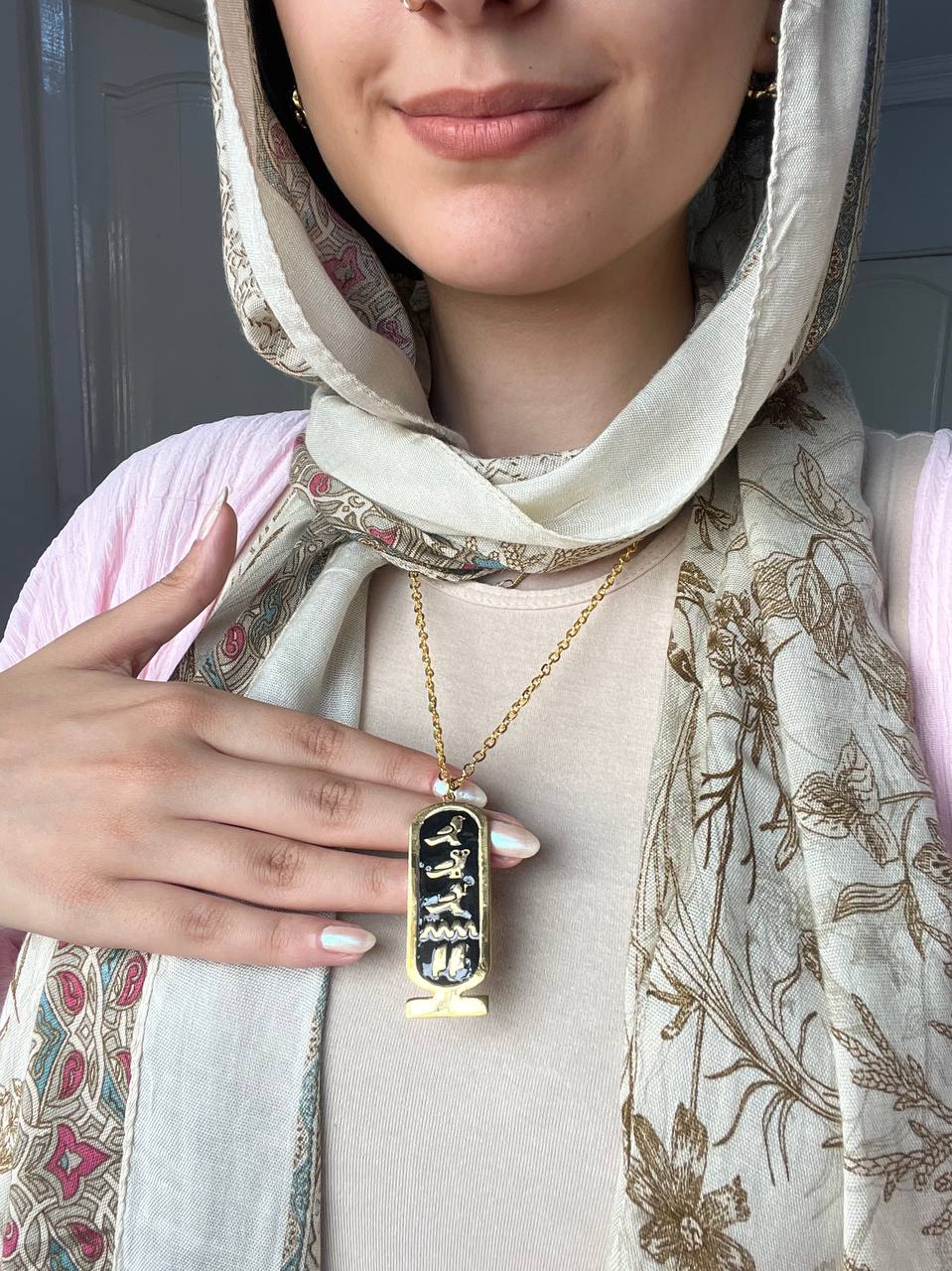 Pharaonic Obelisk Necklace  - Customized Name Gold Plated - Image 3
