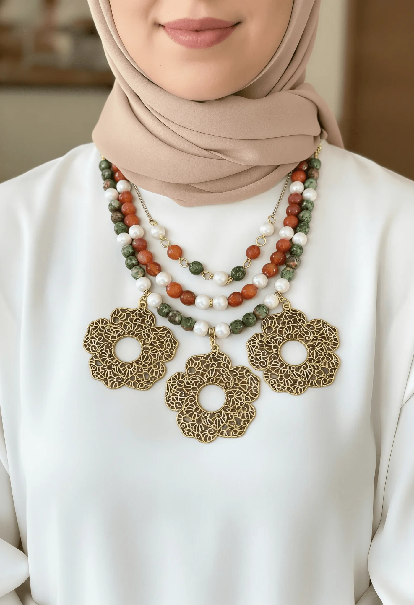 Raghad Necklace - Agate Stones
