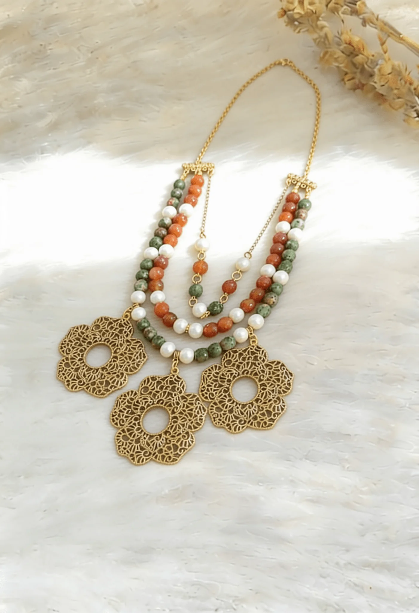 Raghad Necklace - Agate Stones - Image 2